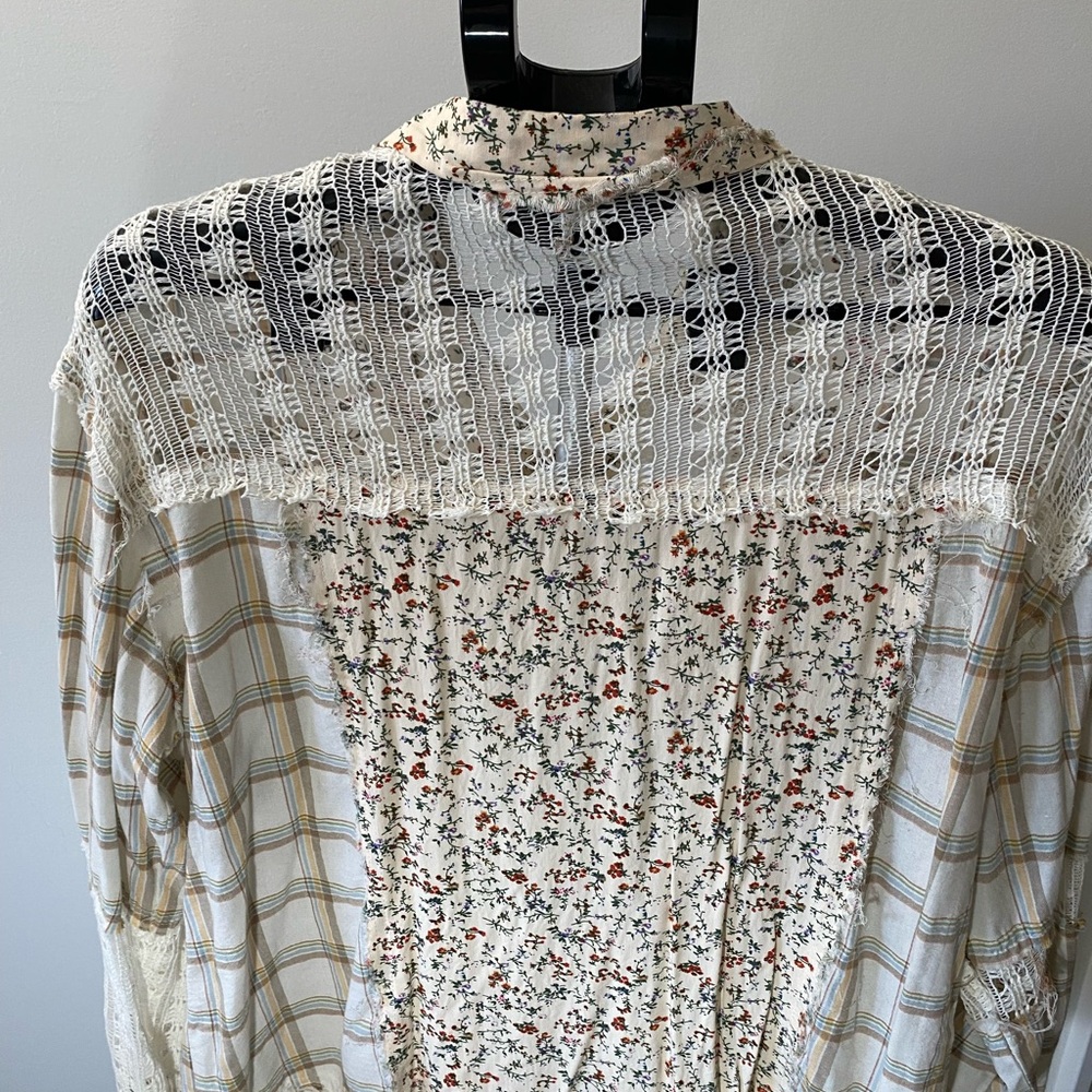 POL Boho Patchwork Button-Up Shirt – Size Medium - image 5